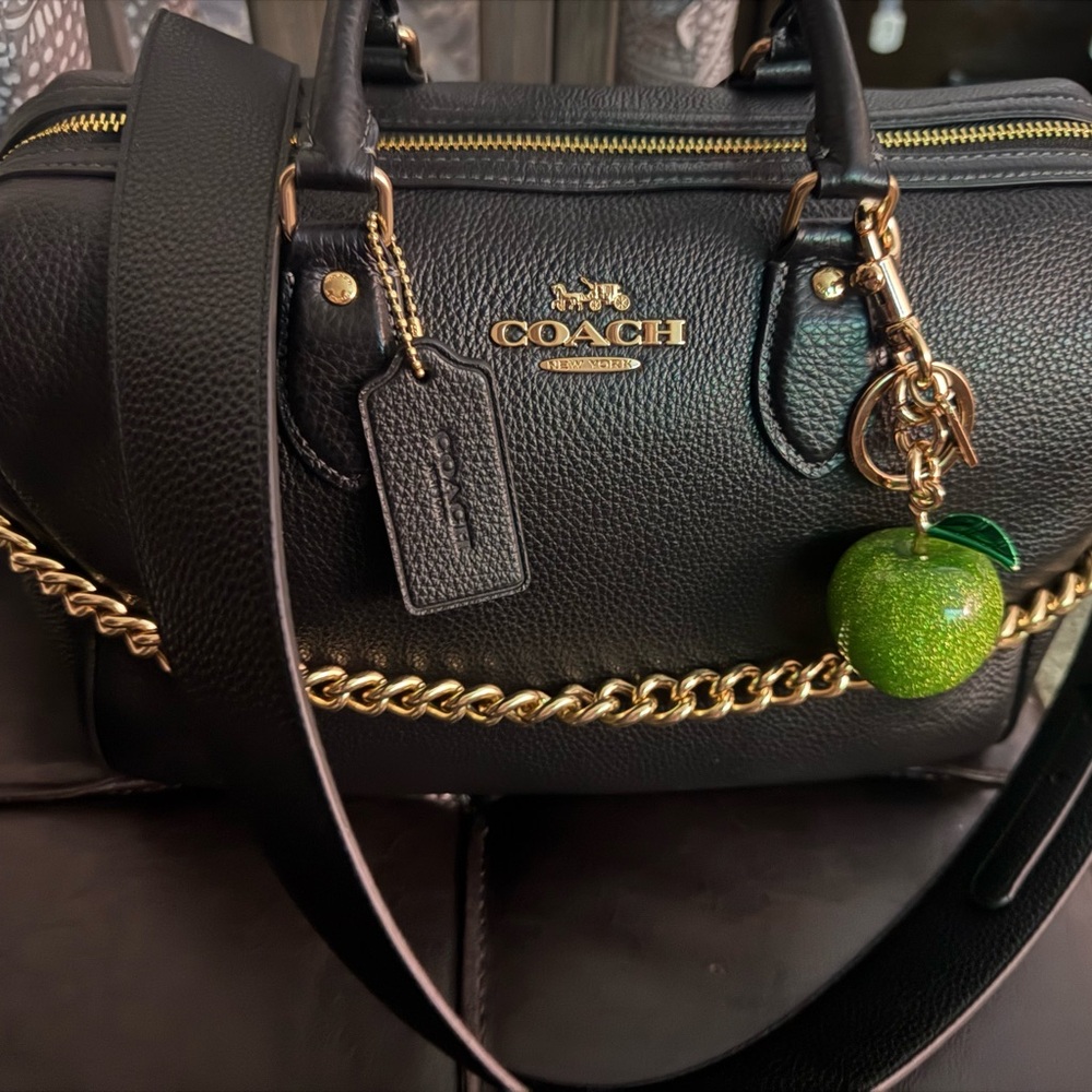 Coach Black and Gold Satchel with Luxurious Leather